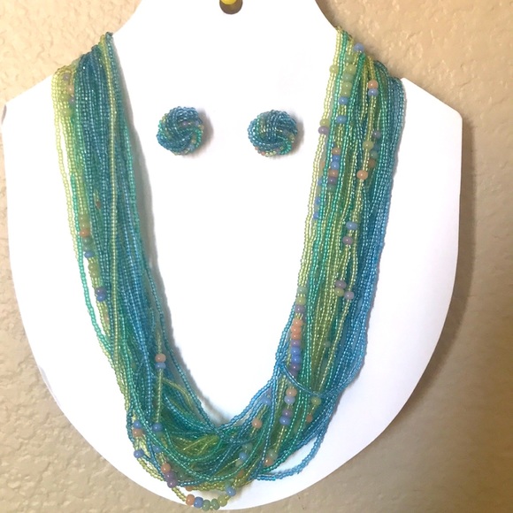 Jewelry - Set of Seed Bead Necklace with Earrings